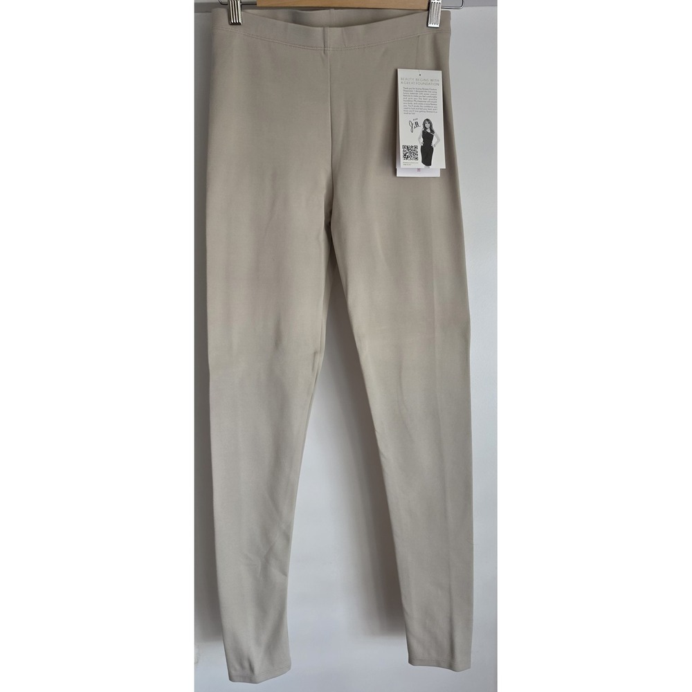 NWT Skweez Couture Leggings Size L Beige Solid Women Casual Pants Trousers